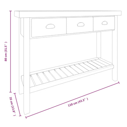 vidaXL Konsolentisch 110x35x80 cm Massivholz Tanne