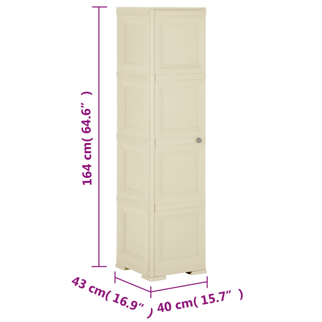 vidaXL Kunststoffschrank 40x43x164 cm Holzdesign Angora-Weiß