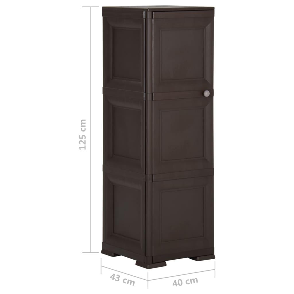 vidaXL Kunststoffschrank 40x43x125 cm Holzdesign Braun
