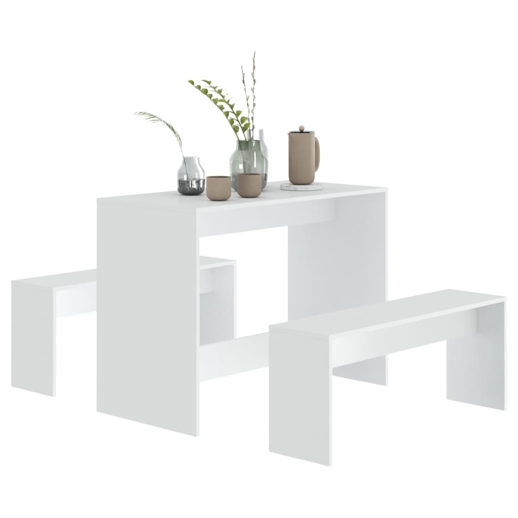 vidaXL Ensemble de salle à manger 3 pcs Blanc Bois d'ingénierie
