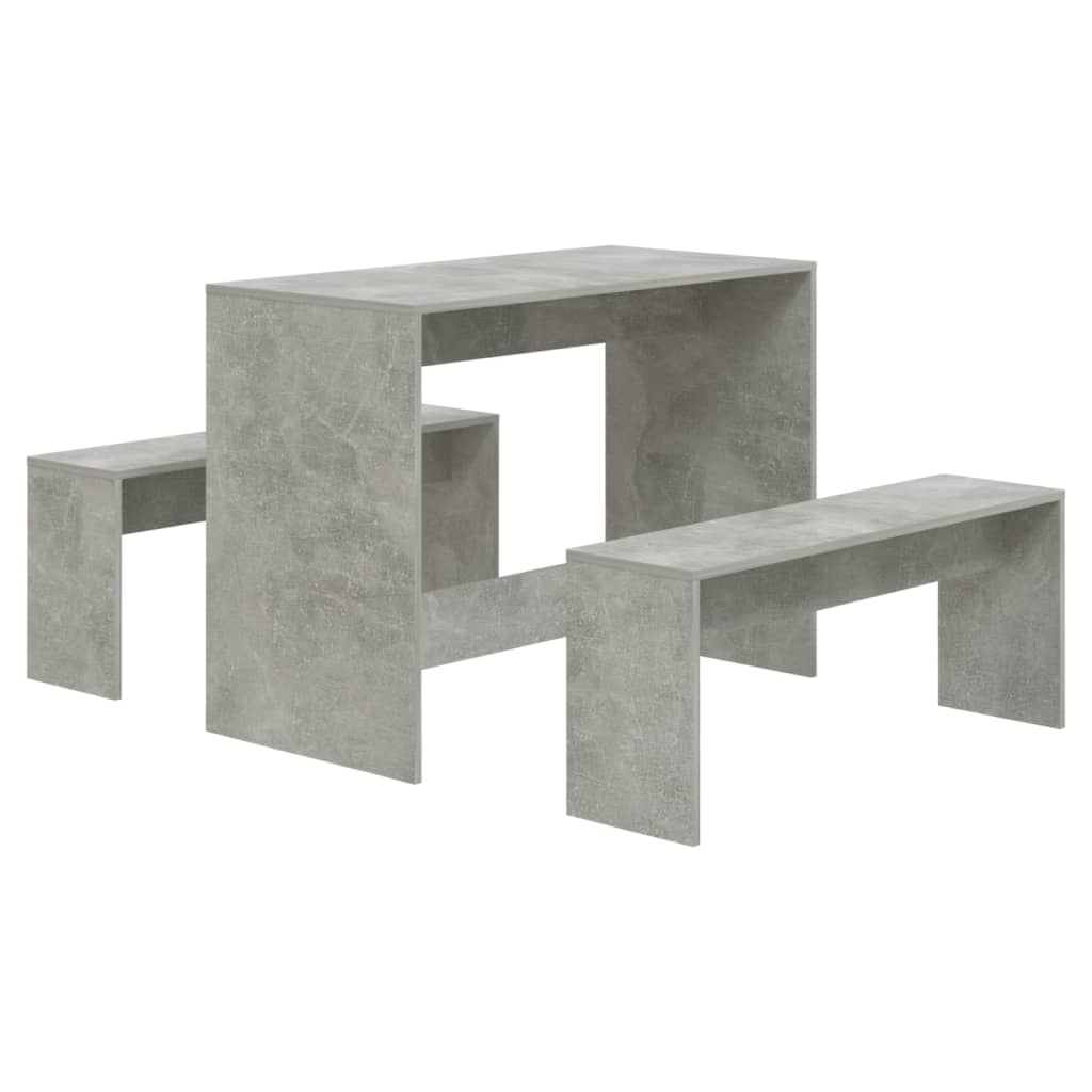 vidaXL Ensemble de salle à manger 3 pcs Gris béton Bois d'ingénierie