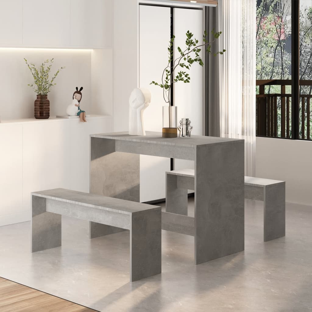 vidaXL Ensemble de salle à manger 3 pcs Gris béton Bois d'ingénierie