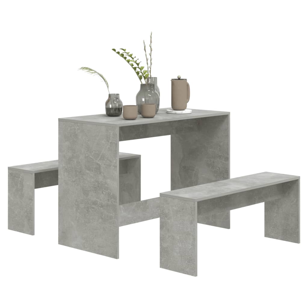 vidaXL Ensemble de salle à manger 3 pcs Gris béton Bois d'ingénierie