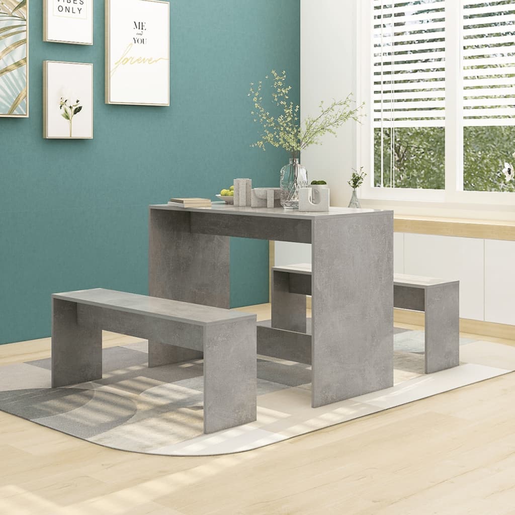 vidaXL Ensemble de salle à manger 3 pcs Gris béton Bois d'ingénierie