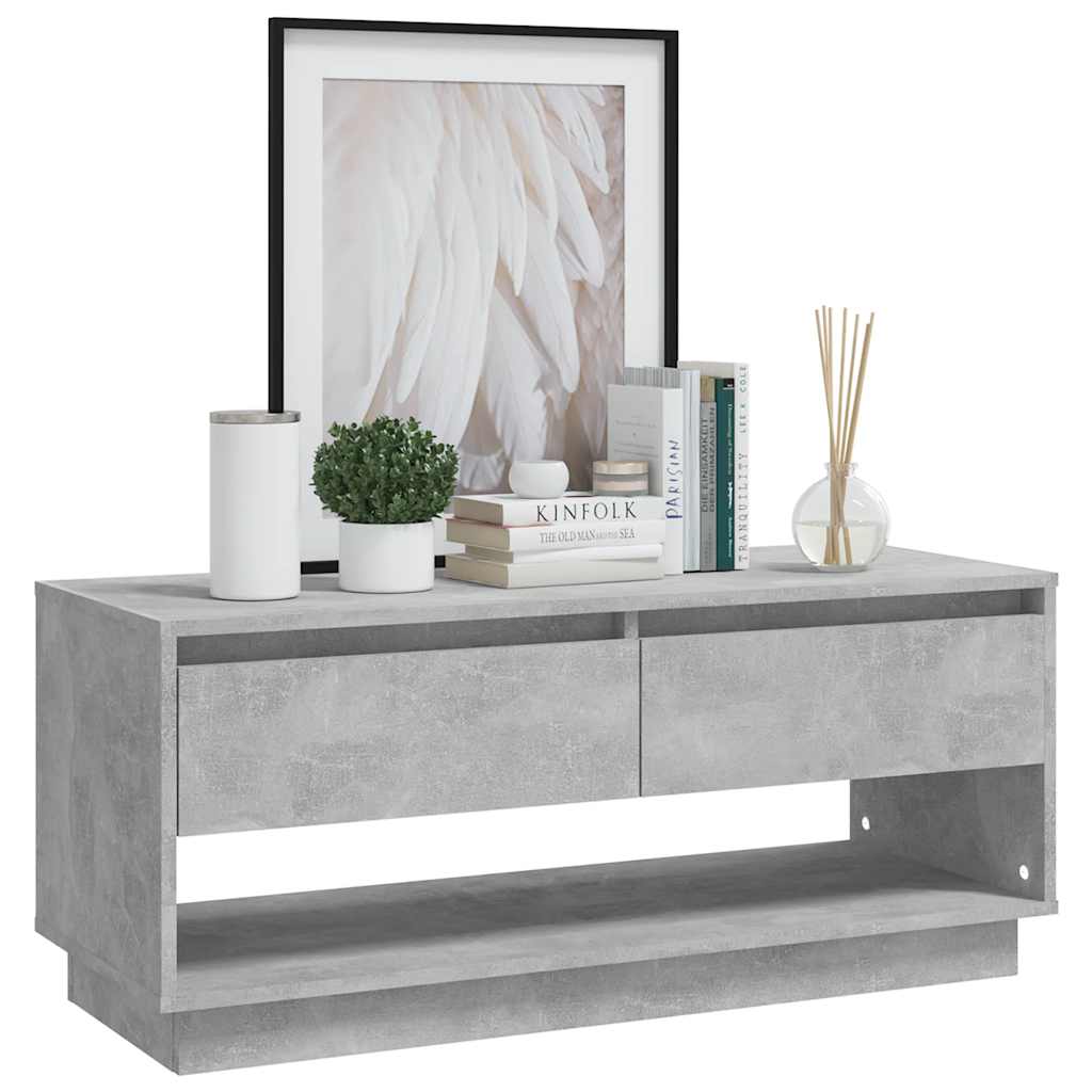 vidaXL Meuble TV gris béton 102x41x44 cm en bois d'ingénierie