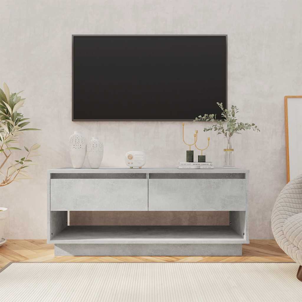 vidaXL Meuble TV gris béton 102x41x44 cm en bois d'ingénierie