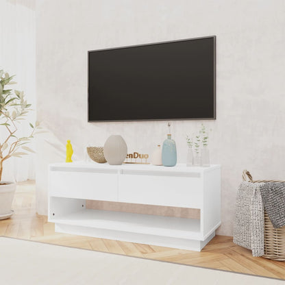 vidaXL Meuble TV blanc brillant 102x41x44 cm en bois d'ingénierie