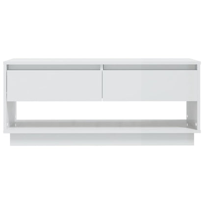 vidaXL Meuble TV blanc brillant 102x41x44 cm en bois d'ingénierie