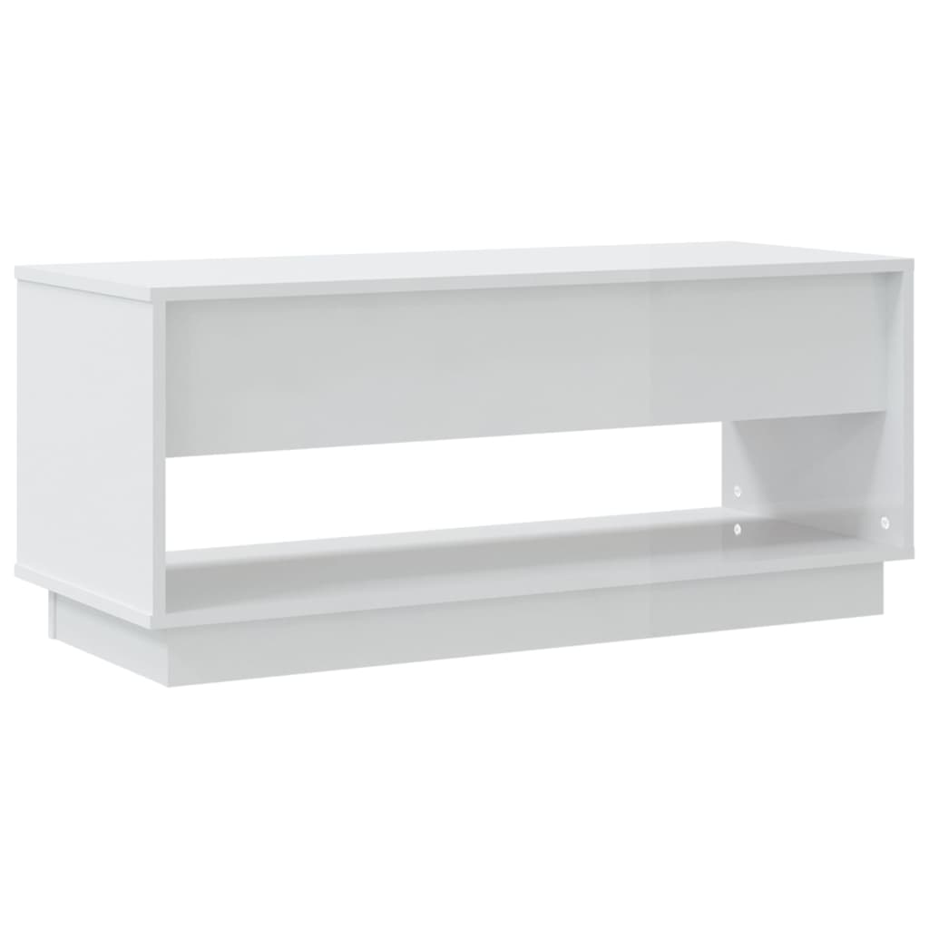 vidaXL Meuble TV blanc brillant 102x41x44 cm en bois d'ingénierie