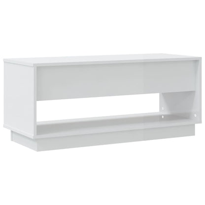 vidaXL Meuble TV blanc brillant 102x41x44 cm en bois d'ingénierie