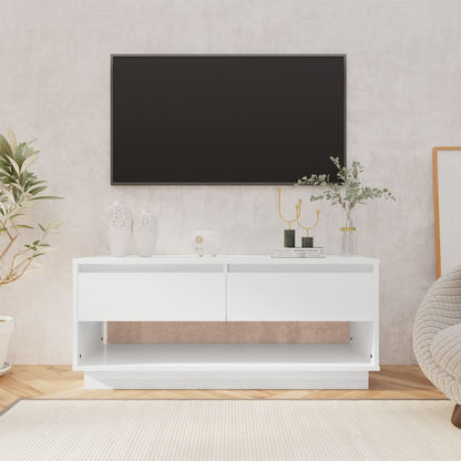 vidaXL Meuble TV blanc brillant 102x41x44 cm en bois d'ingénierie