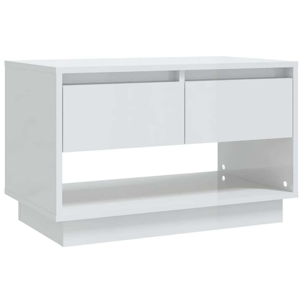 vidaXL Meuble TV blanc brillant 70x41x44 cm Bois d'ingénierie