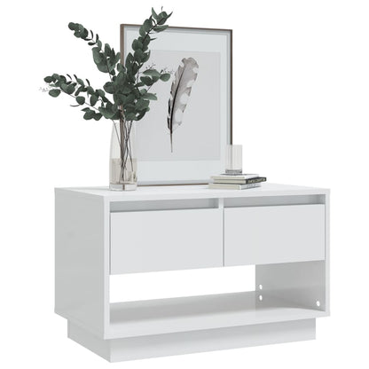 vidaXL Meuble TV blanc brillant 70x41x44 cm Bois d'ingénierie