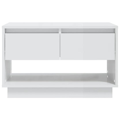 vidaXL Meuble TV blanc brillant 70x41x44 cm Bois d'ingénierie