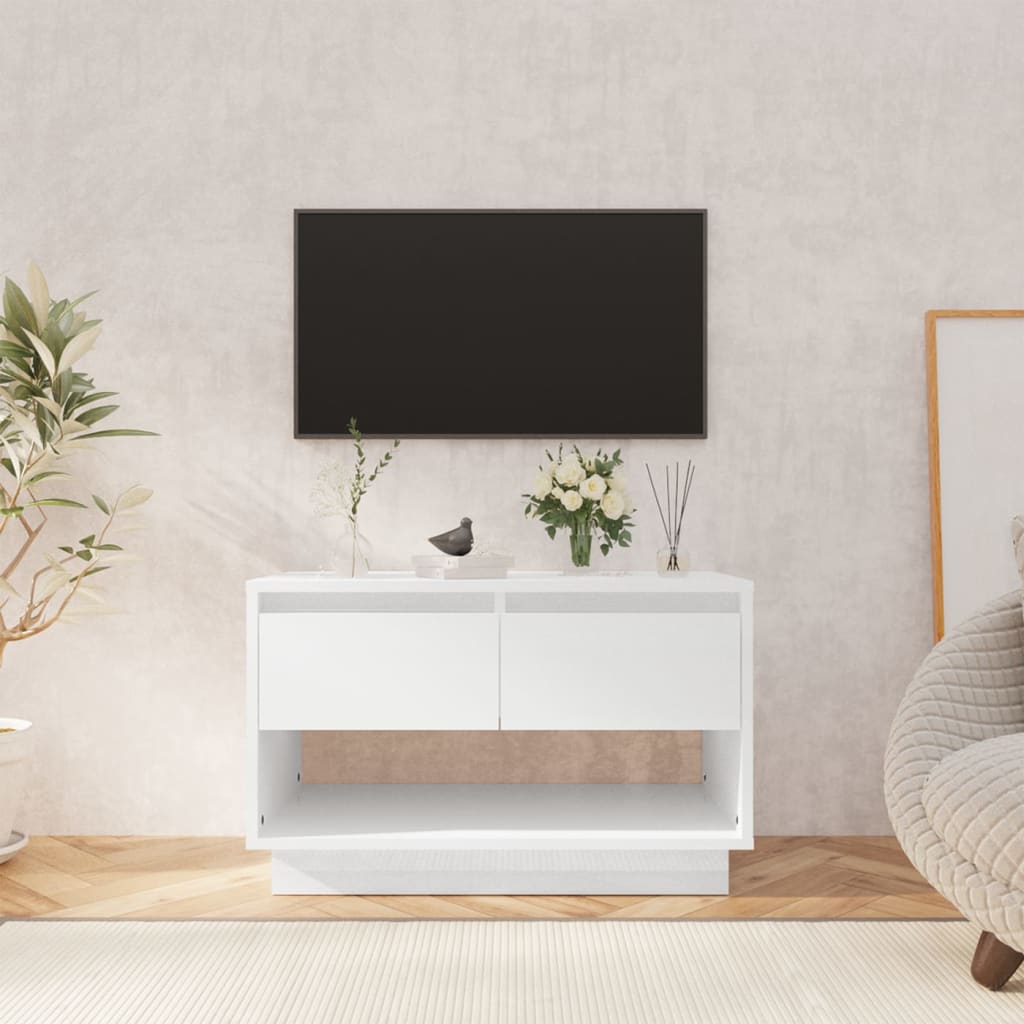vidaXL Meuble TV blanc brillant 70x41x44 cm Bois d'ingénierie