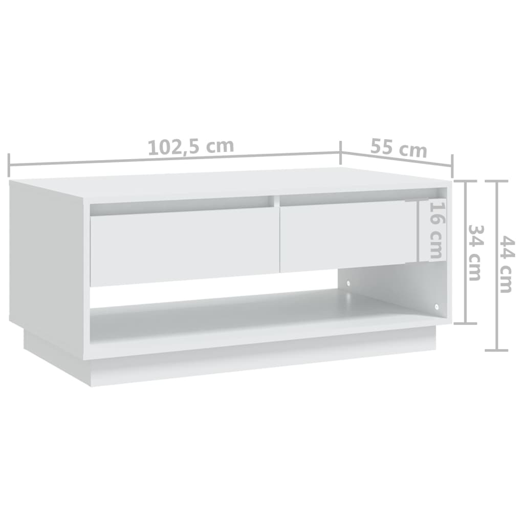 vidaXL Couchtisch Weiß 102,5x55x44 cm Holzwerkstoff