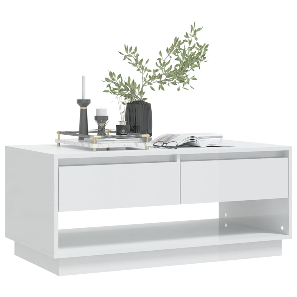 vidaXL Couchtisch Hochglanz-Weiß 102,5x55x44 cm Holzwerkstoff