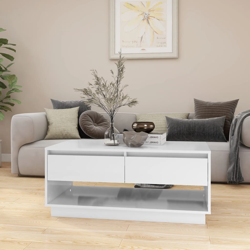 vidaXL Couchtisch Hochglanz-Weiß 102,5x55x44 cm Holzwerkstoff