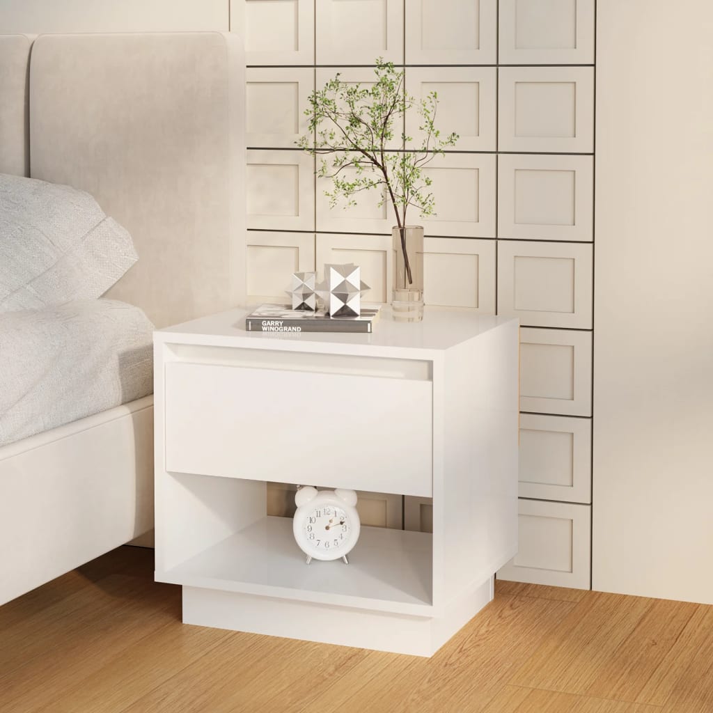 vidaXL Nachttisch Hochglanz-Weiß 45x34x44 cm Holzwerkstoff