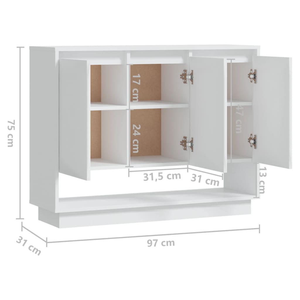 vidaXL Bahut blanc 97x31x75 cm en bois d'ingénierie