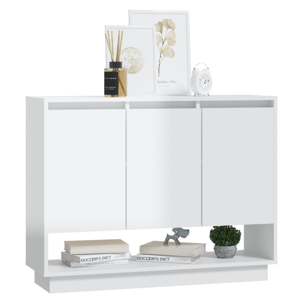 vidaXL Buffet haut brillant blanc 97x31x75 cm Bois d'ingénierie