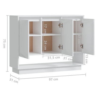 vidaXL Buffet haut brillant blanc 97x31x75 cm Bois d'ingénierie