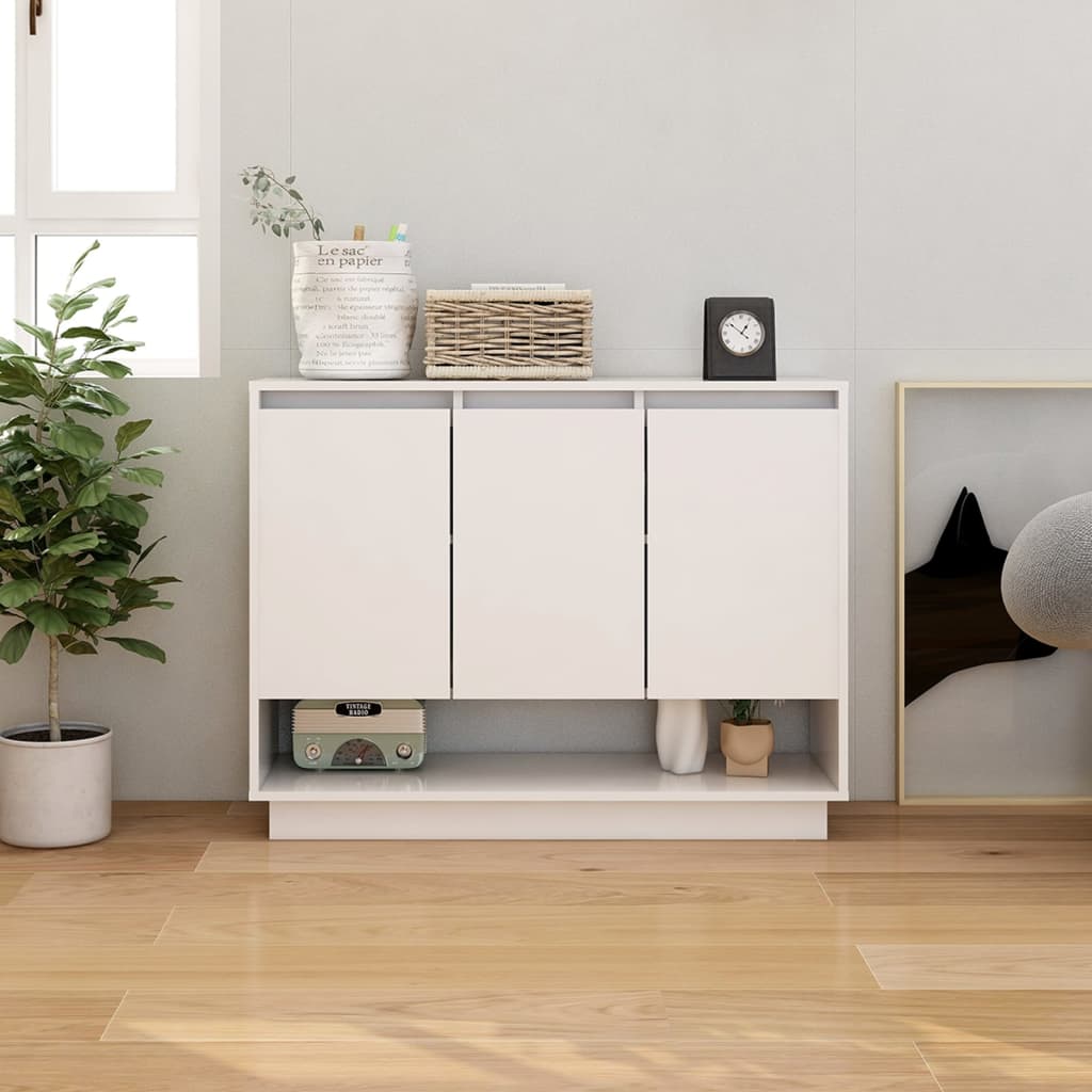 vidaXL Buffet haut brillant blanc 97x31x75 cm Bois d'ingénierie