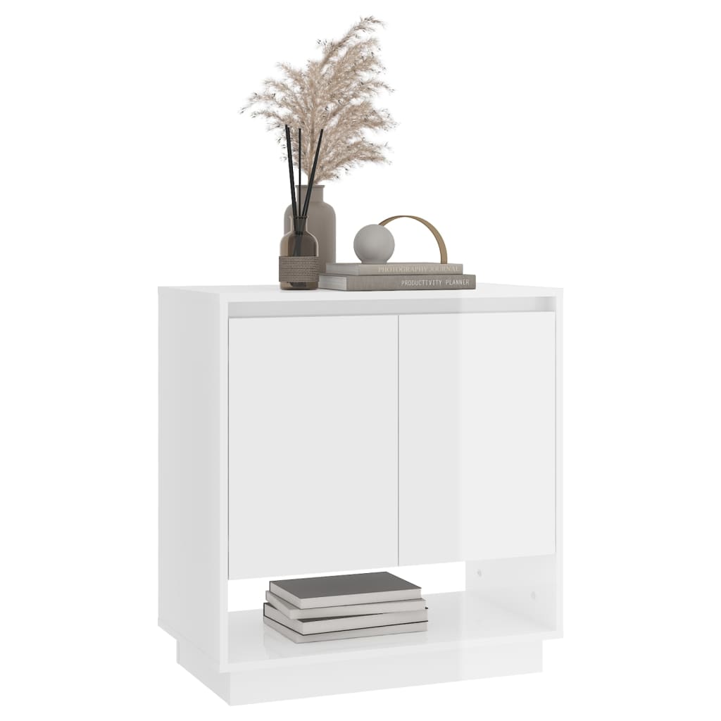 vidaXL Buffet blanc brillant 70x41x75 cm Bois d'ingénierie