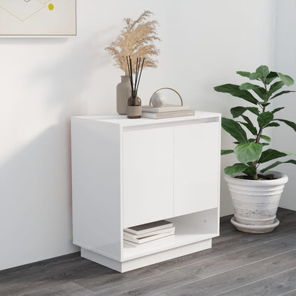 vidaXL Buffet blanc brillant 70x41x75 cm Bois d'ingénierie