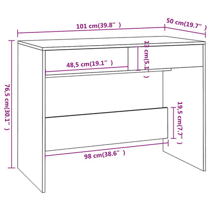 vidaXL Bureau gris béton 101x50x76,5 cm bois d'ingénierie