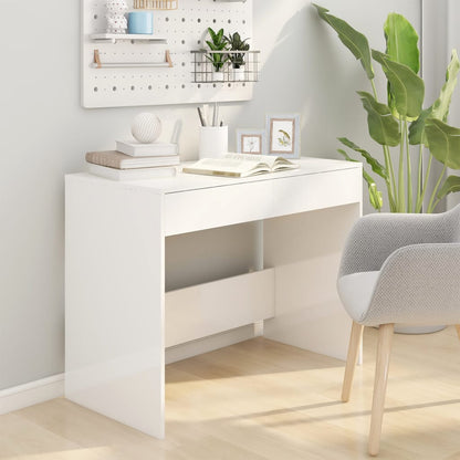 vidaXL Bureau blanc brillant 101 x 50 x 76,5 cm Aggloméré