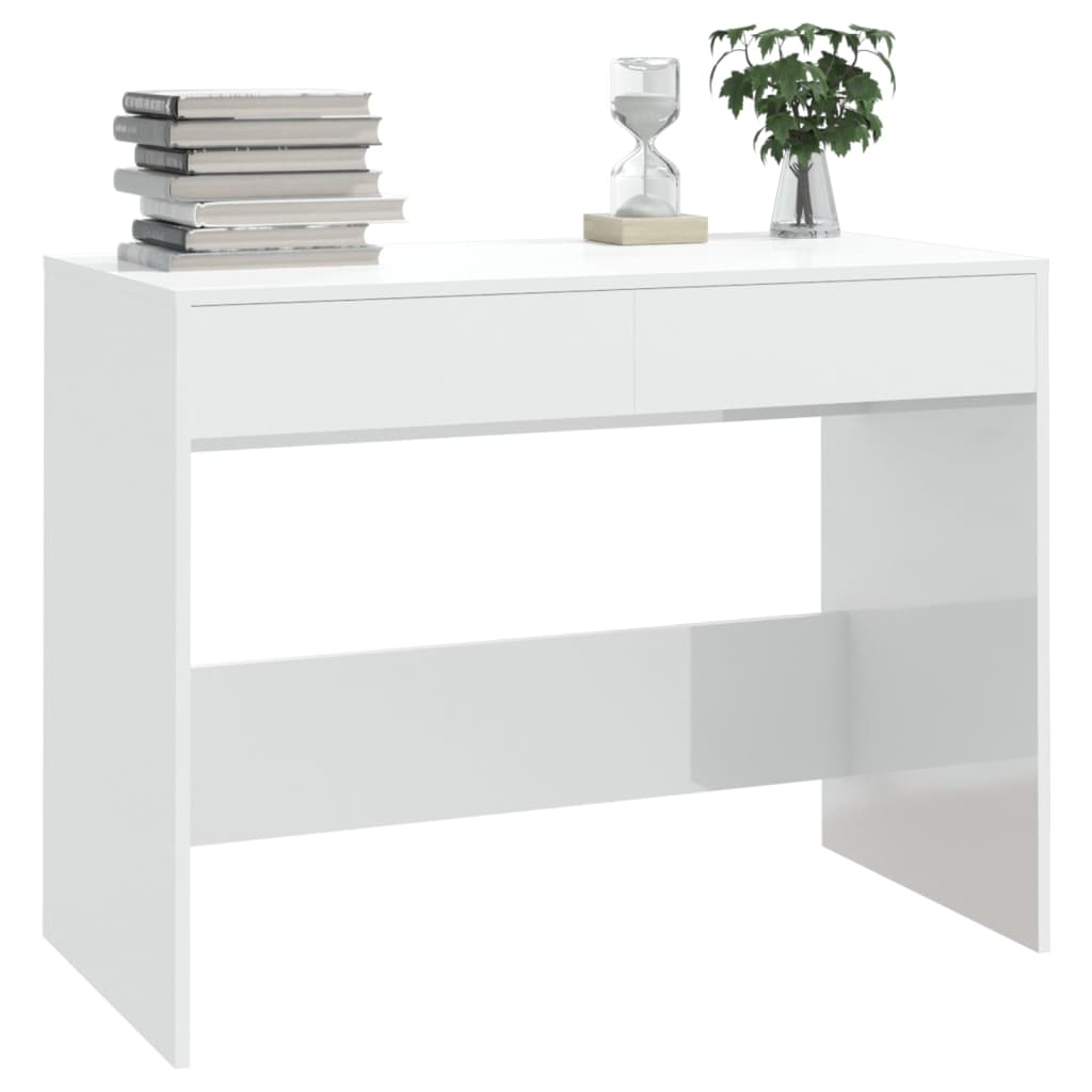 vidaXL Bureau blanc brillant 101 x 50 x 76,5 cm Aggloméré