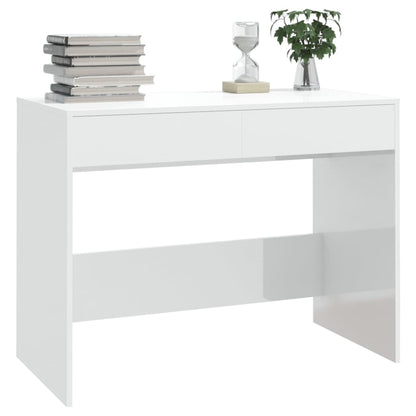 vidaXL Bureau blanc brillant 101 x 50 x 76,5 cm Aggloméré