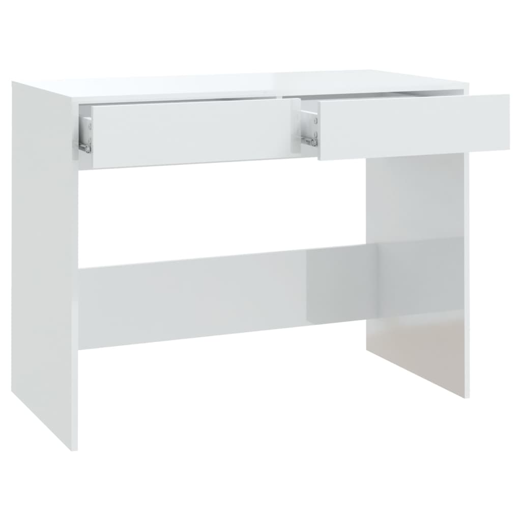 vidaXL Bureau blanc brillant 101 x 50 x 76,5 cm Aggloméré