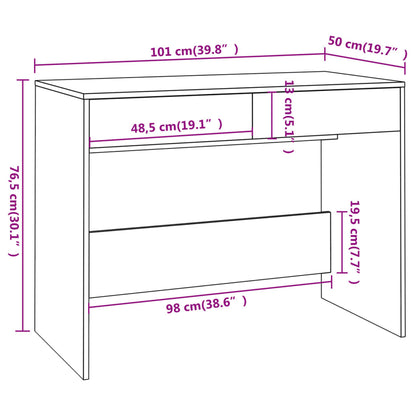 vidaXL Bureau blanc brillant 101 x 50 x 76,5 cm Aggloméré