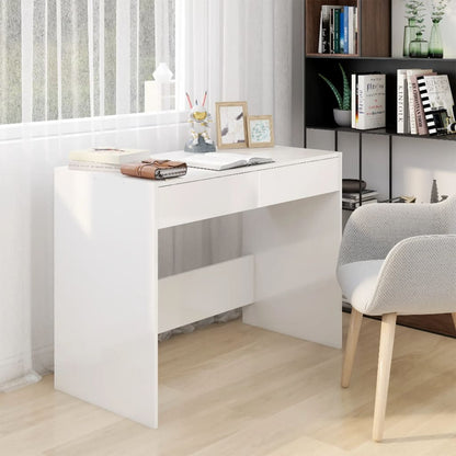 vidaXL Bureau blanc brillant 101 x 50 x 76,5 cm Aggloméré