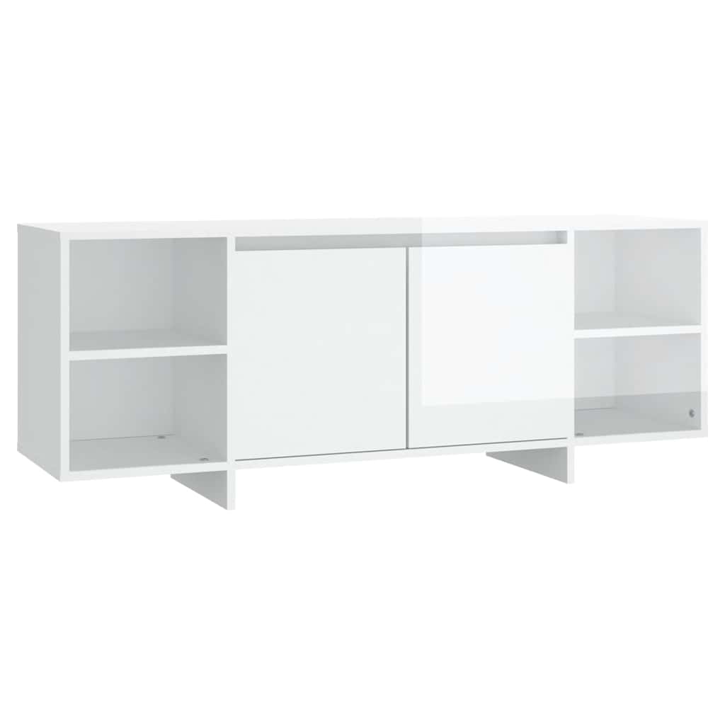 vidaXL Meuble TV blanc brillant 130x35x50 cm en bois d'ingénierie