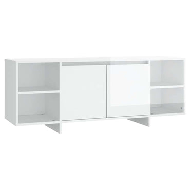 vidaXL Meuble TV blanc brillant 130x35x50 cm en bois d'ingénierie