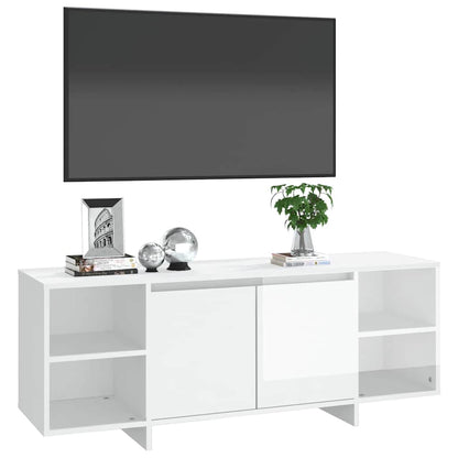 vidaXL Meuble TV blanc brillant 130x35x50 cm en bois d'ingénierie