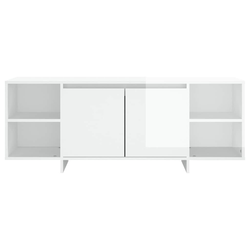 vidaXL Meuble TV blanc brillant 130x35x50 cm en bois d'ingénierie