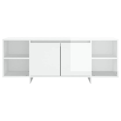 vidaXL Meuble TV blanc brillant 130x35x50 cm en bois d'ingénierie