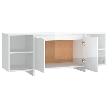 vidaXL Meuble TV blanc brillant 130x35x50 cm en bois d'ingénierie