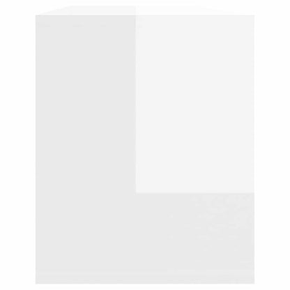 vidaXL Meuble TV blanc brillant 130x35x50 cm en bois d'ingénierie