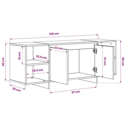 vidaXL Meuble TV blanc brillant 130x35x50 cm en bois d'ingénierie