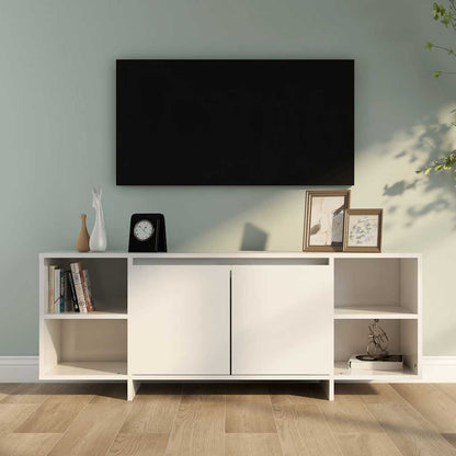 vidaXL Meuble TV blanc brillant 130x35x50 cm en bois d'ingénierie