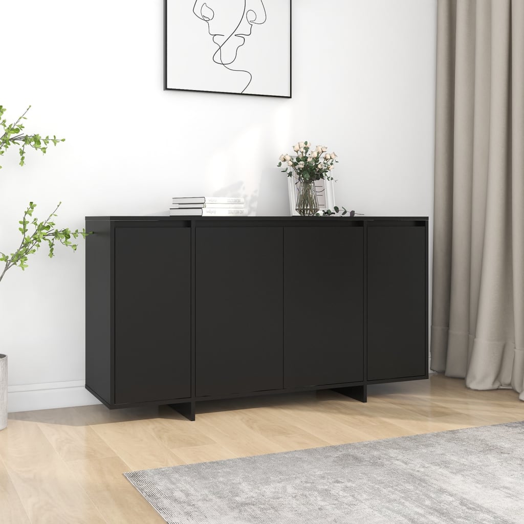 vidaXL Buffet noir 135x41x75 cm Bois d'ingénierie
