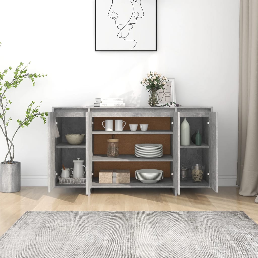 vidaXL Buffet gris béton 135x41x75 cm Aggloméré
