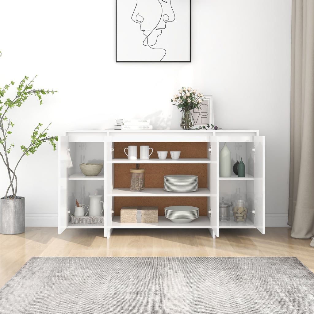 vidaXL Sideboard Hochglanz-Weiß 135x41x75 cm Holzwerkstoff