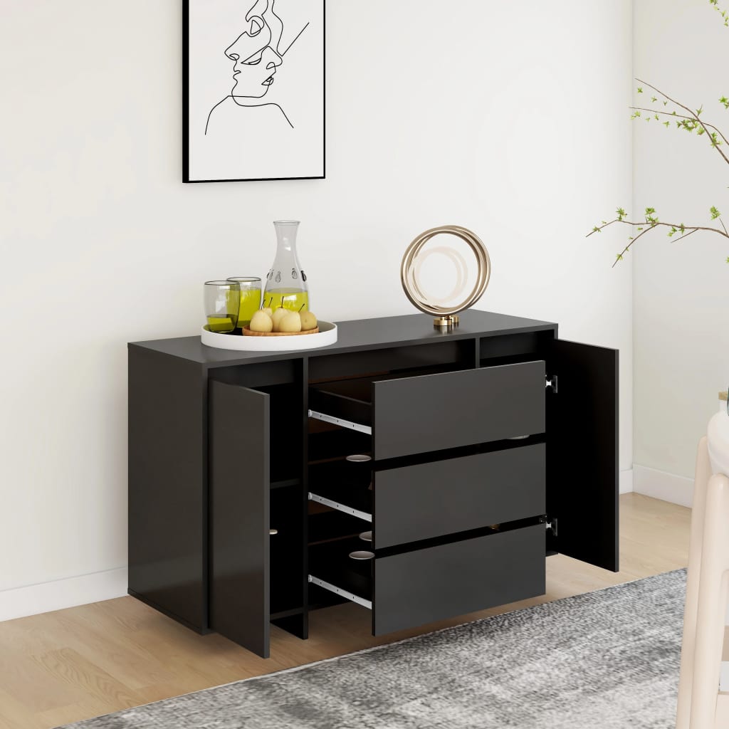 vidaXL Commode à 3 tiroirs Noir 120x41x75 cm Bois d'ingénierie