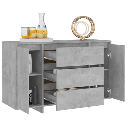 vidaXL Buffet à 3 tiroirs Gris béton 120x41x75 cm Bois d'ingénierie